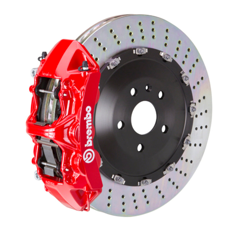 Brembo 09-15 CTS-V Front GT BBK 6 Piston Cast 405x34 2pc Rotor Drilled-Red