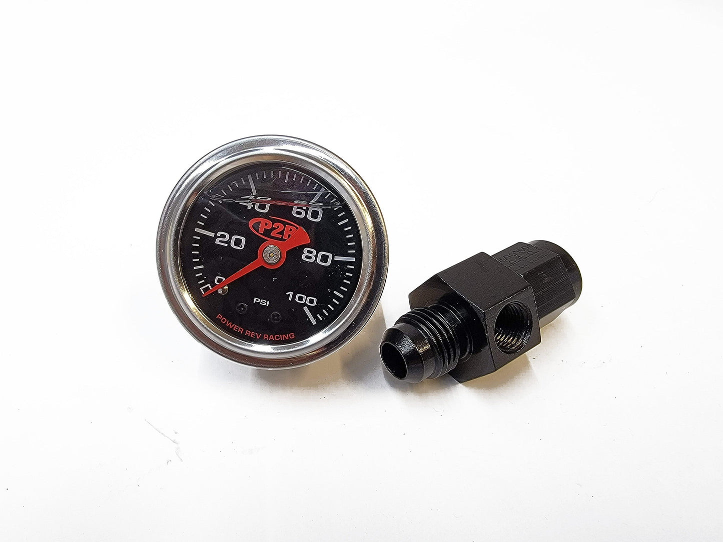 P2R PowerRevRacing - Liquid Filled Fuel Psi Gauge with 6an Port Adapter