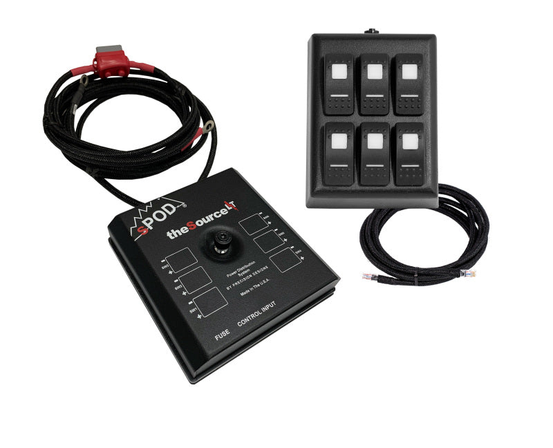 sPOD SourceLT on RAM Mount w/Red LED Switch Panel for 36in Battery Cables
