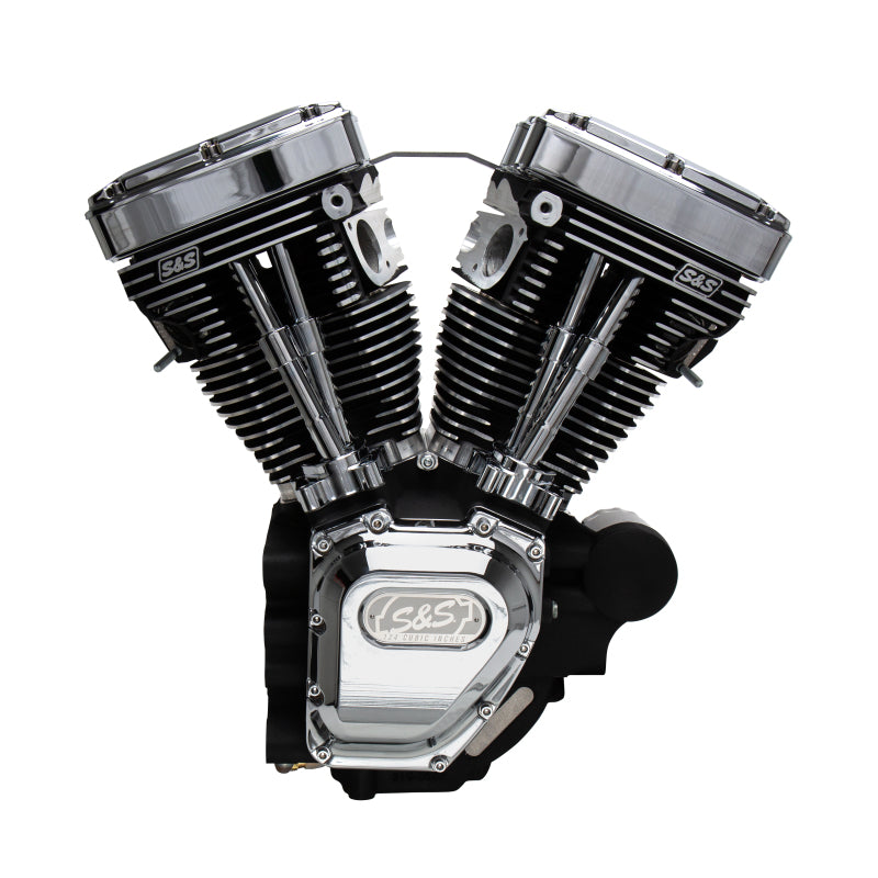 S&S Cycle 07-16 Touring Models T124 T-Series Long Block - Wrinkle Black