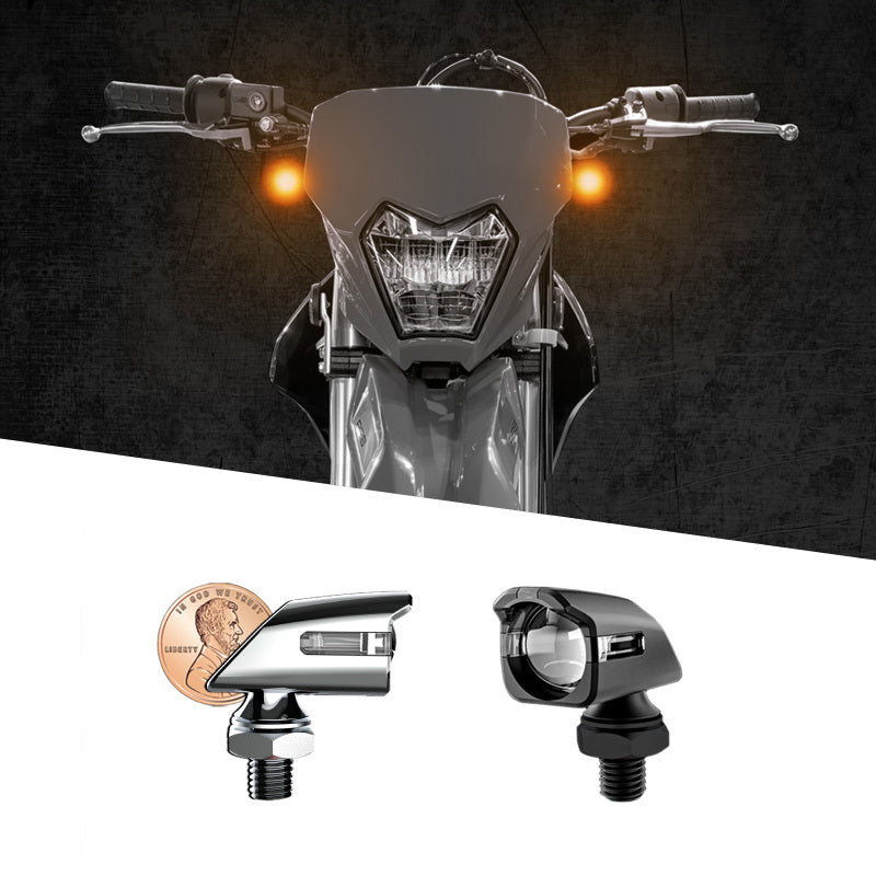XK Glow Mini Amber Turn Signal Black x2