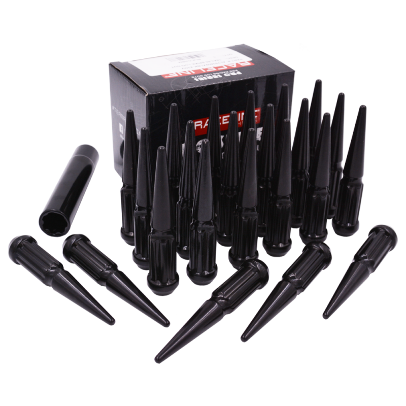 Raceline 14x2 XL Spike Black Lug Nuts (Set of 24)