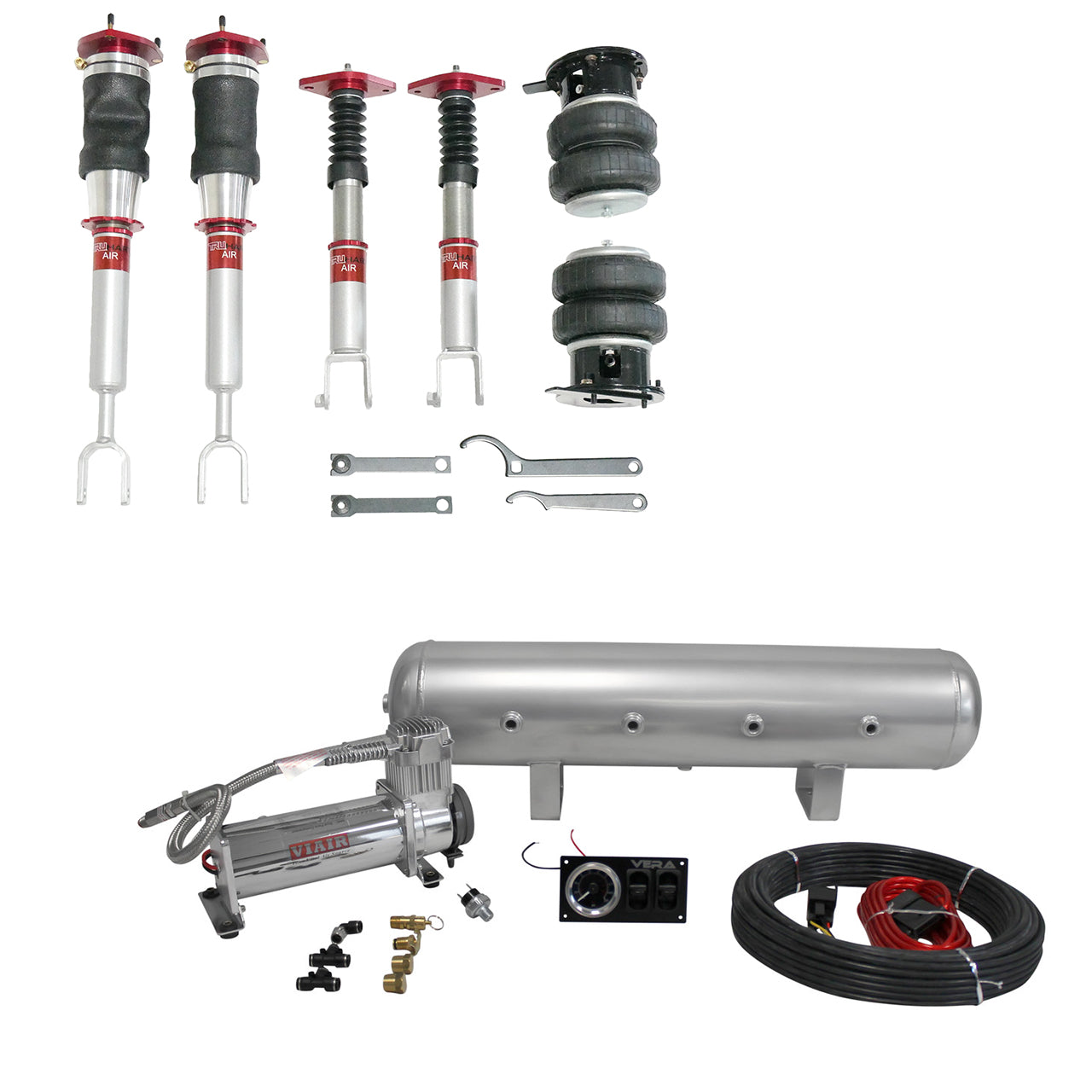 AirPlus Air Struts w/ VERA Essential Management For 07-08 Infiniti G35 Sedan 08-13 Infiniti G37 Coupe 07-14 Infiniti G37 Sedan 14-15 Infiniti Q60 Coupe 09+ Nissan 370Z RWD TruHart