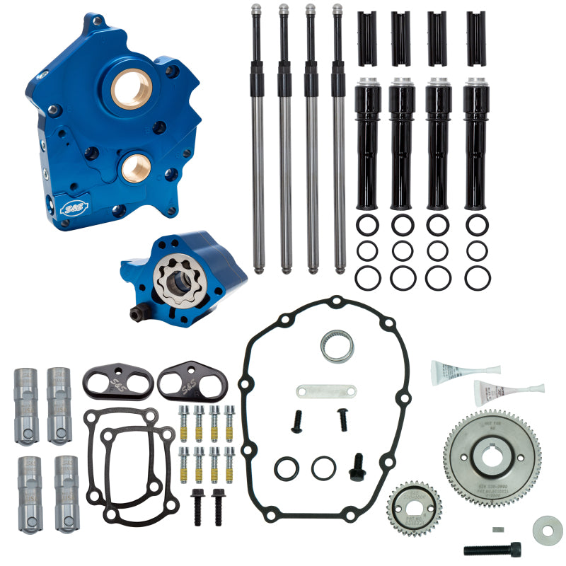 S&S Cycle 2017+ M8 WC Models Gear Drive Cam Chest Kit w/o Cam - Blk Pushrod Tubes - Incl. VVT