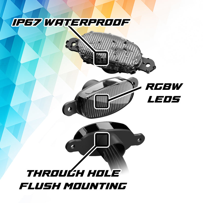 XK Glow XKmax Pre-Runner Style RGBW LED Grill Pods - 3pc