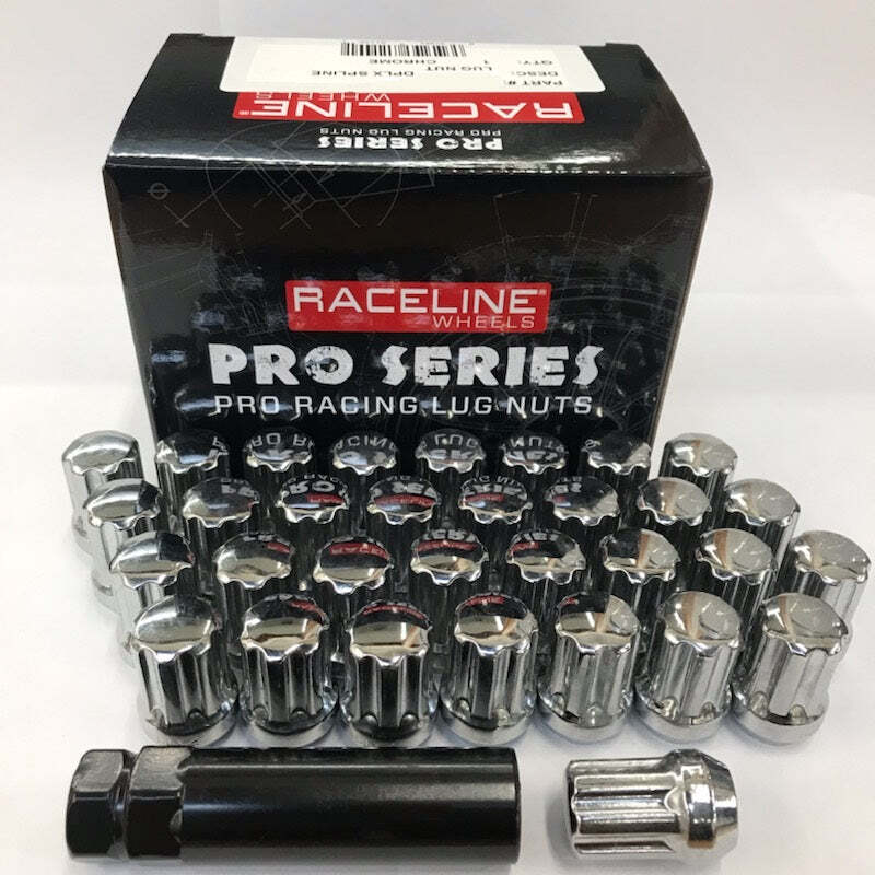 Raceline 14x1.50mm Spline Chrome Lug Nuts (32 Pack)