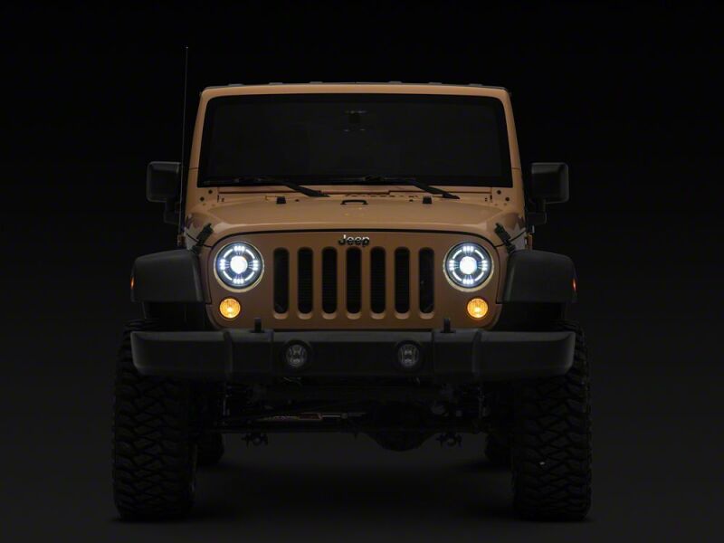 Raxiom 07-18 Jeep Wrangler JK Axial Series Quatro LED Headlights- Black Housing- Clear Lens