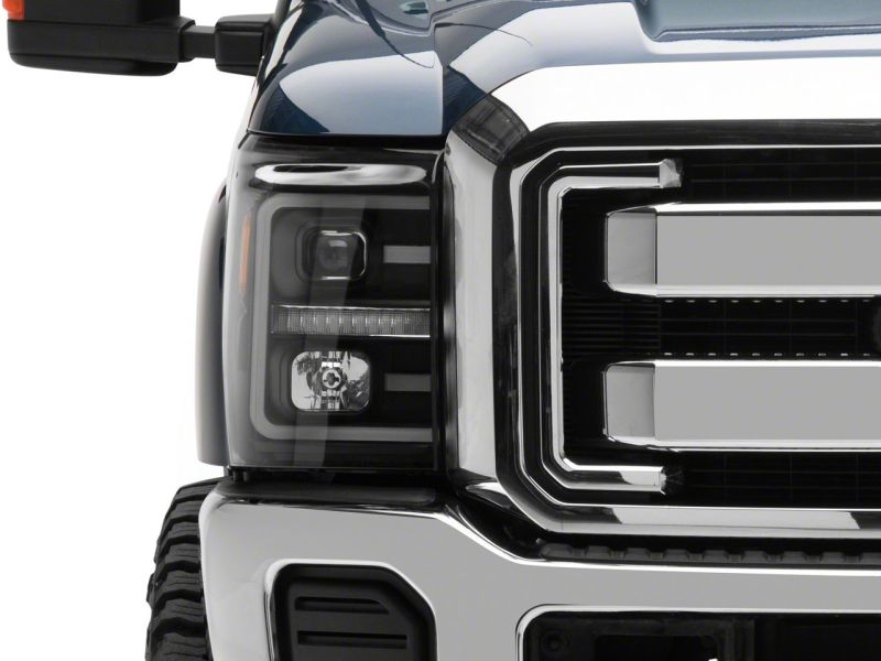 Raxiom 11-16 Ford F-250 Super Duty LED Projector Headlights - Black Housing (Clear Lens)