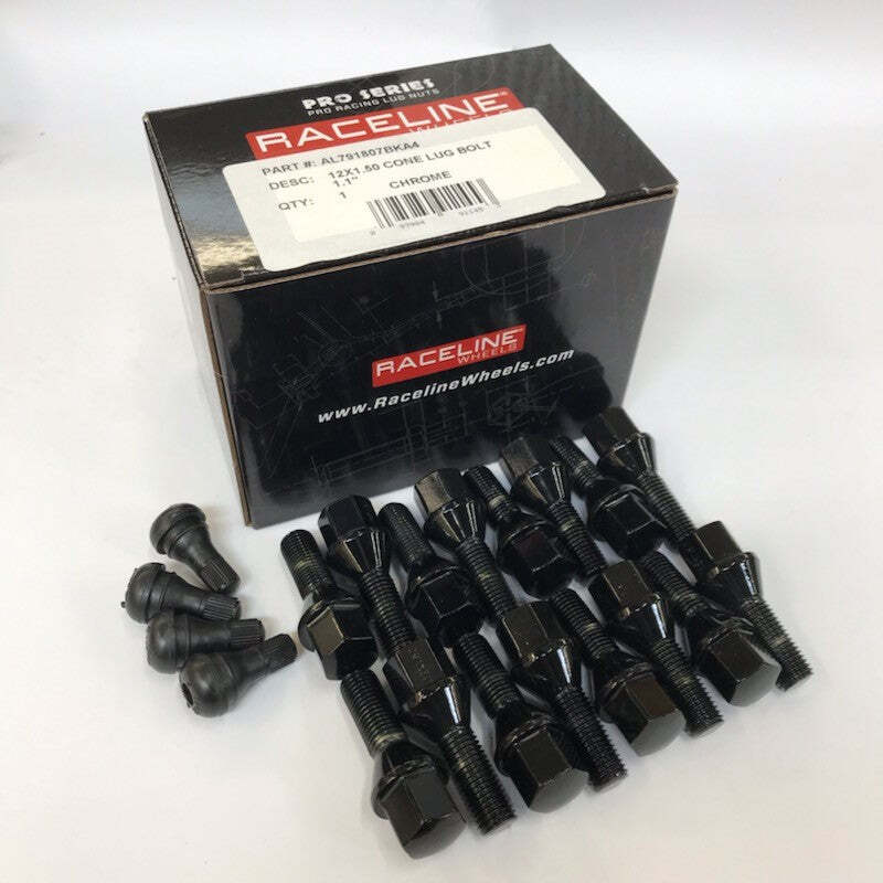 Raceline 12x1.50 1.1in Black Lug Bolts