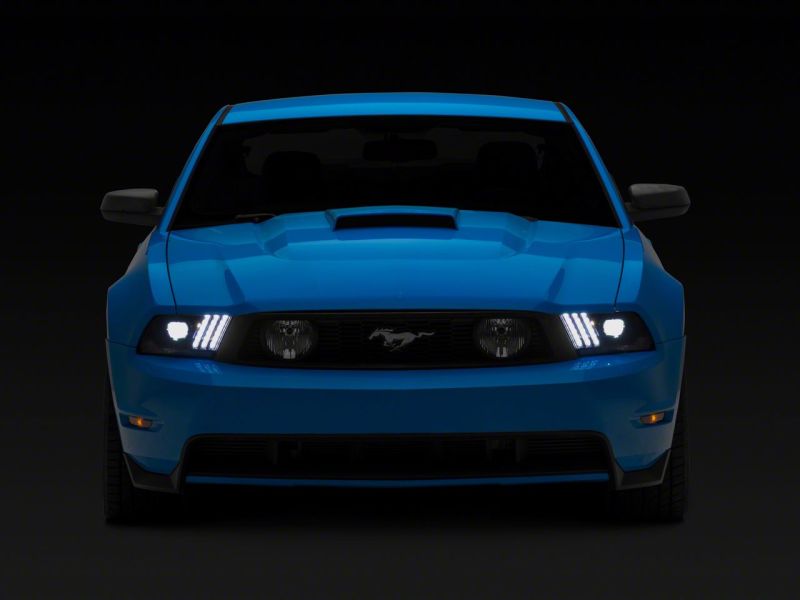 Raxiom 10-12 Ford Mustang LED Projector Headlights SEQL Turn Signals- Black Housing (Clear Lens)