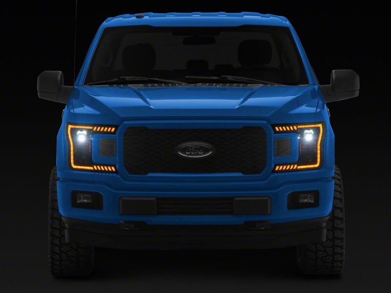 Raxiom 18-20 Ford F-150 LED Halo Surround Headlights with Amber DRL- Black Housing- Clear Lens