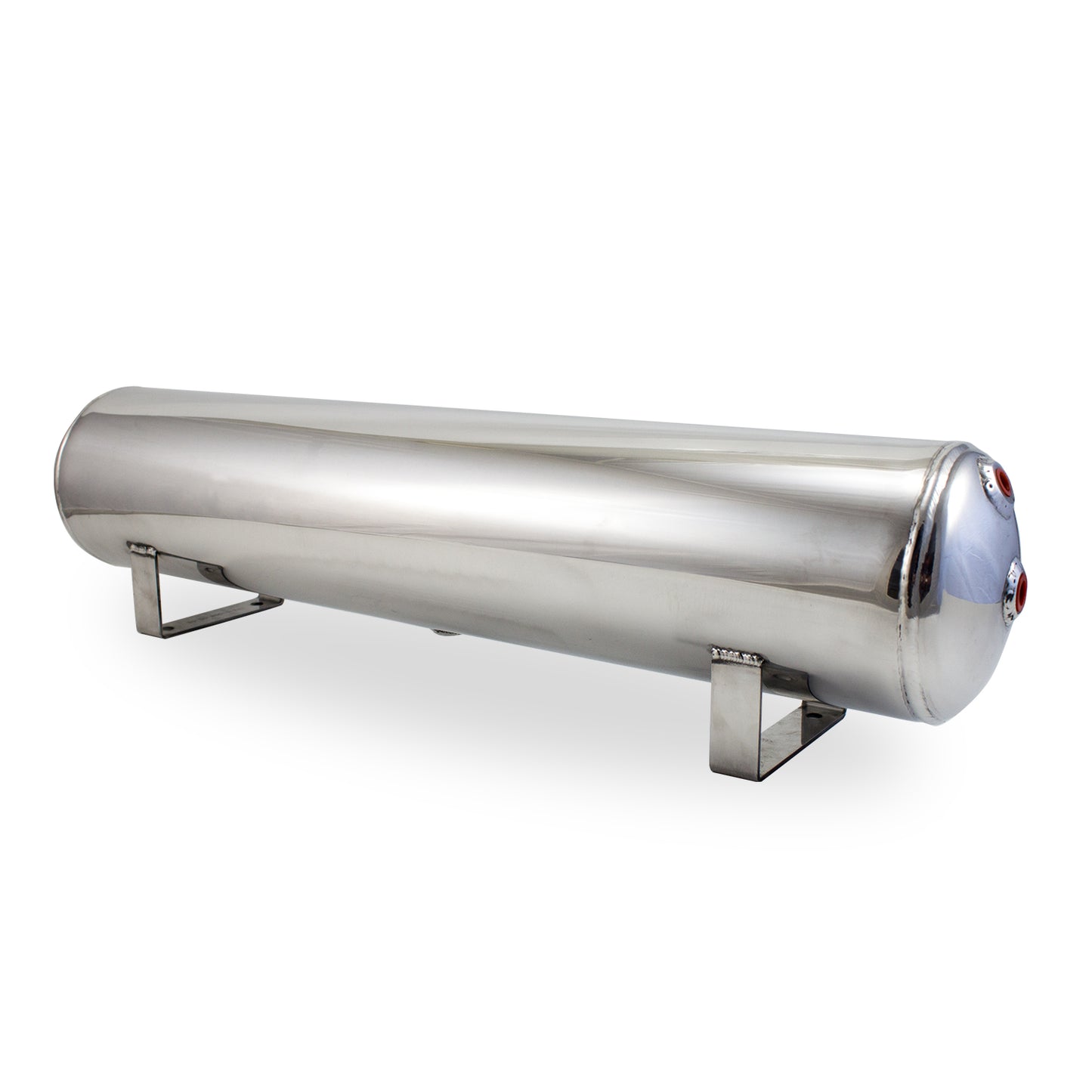 4 Gal Aluminum Air Tank; (4) 1/4 in. face ports & (2) 3/8 in. end ports; 6 in. D X 30 in. L light weight raw aluminum 200PSI maximum operating pressure.