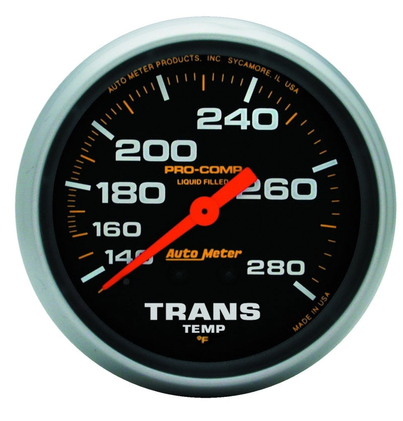 Autometer Liquid Filled Mechanical 66.7mm 140-280 deg F Temperature Gauge Includes 8 ft Tubing