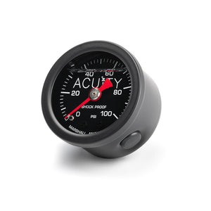 ACUiTY Instruments - ACUiTY 100 PSI Fuel Pressure Gauge in Satin Black Finish - 1941-BLK