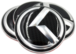 LODEN Carbon/Stainless Metal Skin "K" Overlay Wheel Cap Emblems - Set of 4