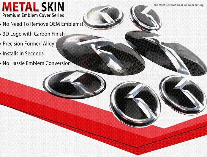 LODEN Carbon/Stainless Metal Skin "K" Overlay Emblem Sets