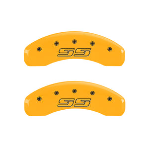 MGP 4 Caliper Covers Engraved Front & Rear Avalanche style/SS Yellow finish black ch