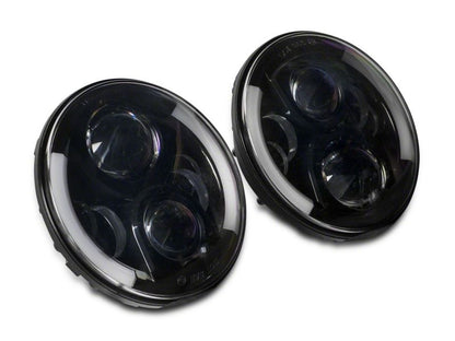 Raxiom 97-18 Jeep Wrangler TJ & JK 6-LED Headlights w/ Partial Halo- Black Housing (Clear Lens)