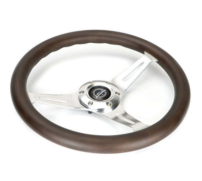 NRG Classic Wood Grain Wheel - 350mm 3 Chrome Silver Spokes Oak Color Wood