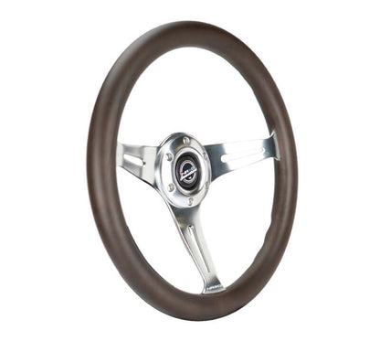 NRG Classic Wood Grain Wheel - 350mm 3 Chrome Silver Spokes Oak Color Wood