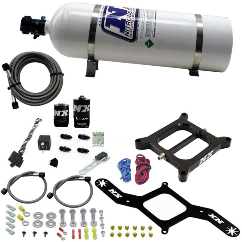 Nitrous Express 4150 RNC Conventional Nitrous Plate Kit w/.375in Solenoid w/15lb Bottle