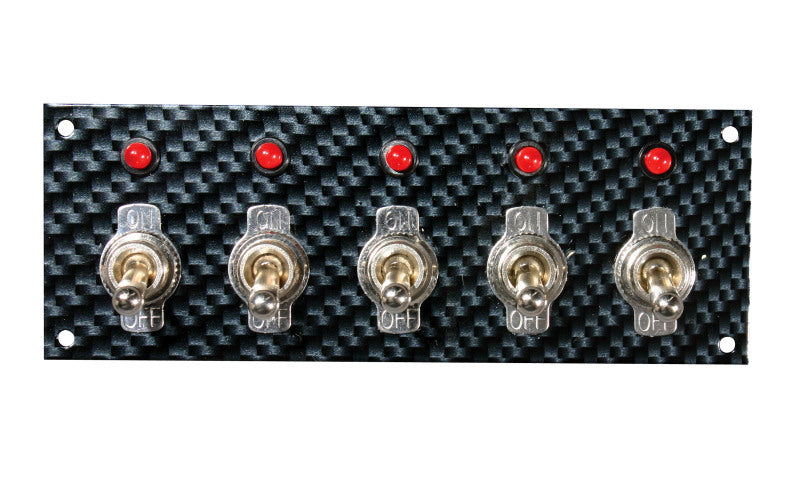 Moroso Toggle Switch Panel - Dash Mount - 2in x 5.5in - Grey/Black Fiber Design