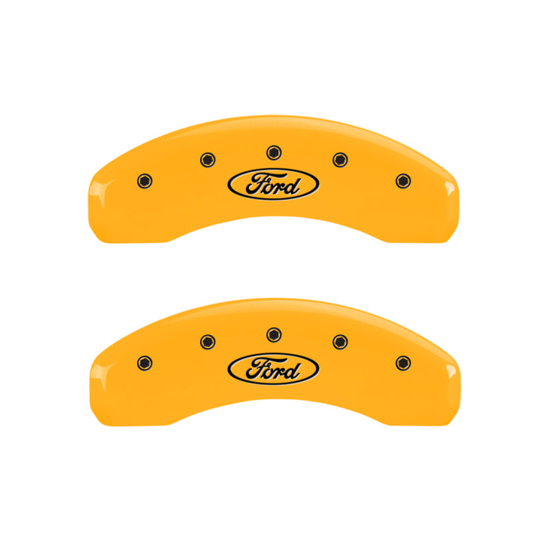 MGP 4 Caliper Covers Engraved Front & Rear Oval Logo/Ford Yellow Finish Black Char 2010 Ford F-150