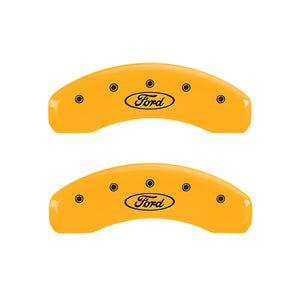 MGP 4 Caliper Covers Engraved Front & Rear Oval Logo/Ford Yellow Finish Black Char 2011 Ford F-150