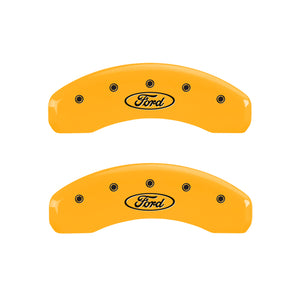 MGP 4 Caliper Covers Engraved Front & Rear Oval Logo/Ford Yellow Finish Black Char 2009 Ford F-150