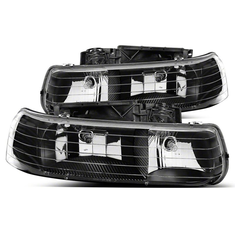 Raxiom 99-02 Chevrolet Silverado 1500 Axial Series Euro Headlights- Black Housing- Clear Lens