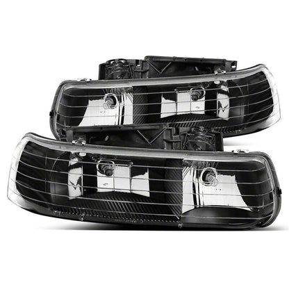 Raxiom 99-02 Chevrolet Silverado 1500 Axial Series Euro Headlights- Black Housing- Clear Lens