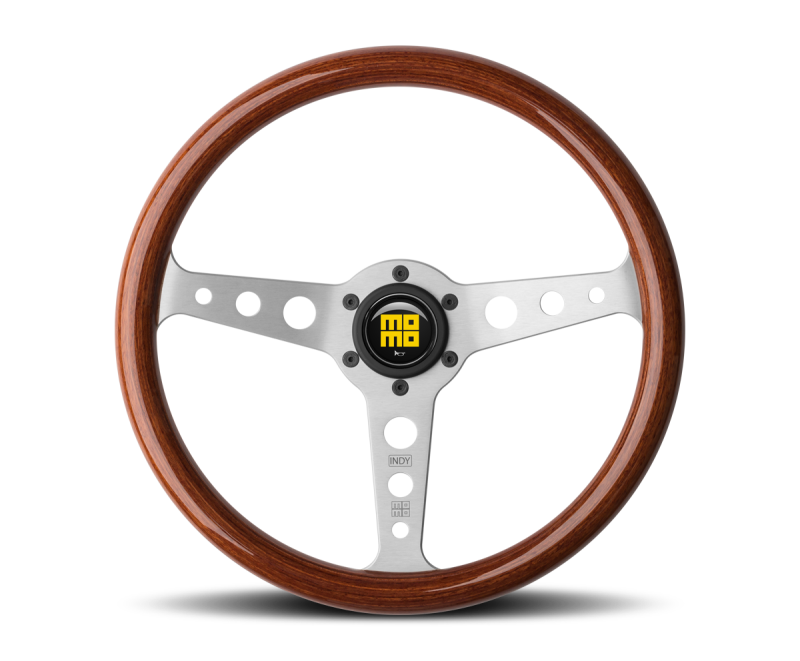 Momo Indy Steering Wheel 350 mm - Magoany Wood/Brshd Spokes