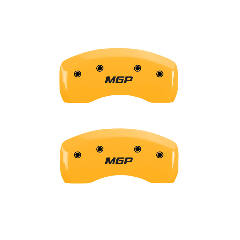 MGP 4 Caliper Covers Engraved Front & Rear MGP Yellow Finish Black Char 2019 Chevrolet Malibu