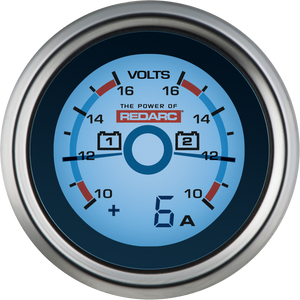 REDARC Dual Battery Voltage Gauge w/Optional Current Display - 52mm