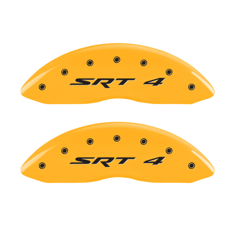 MGP Front set 2 Caliper Covers Engraved Front SRT4 Yellow finish black ch