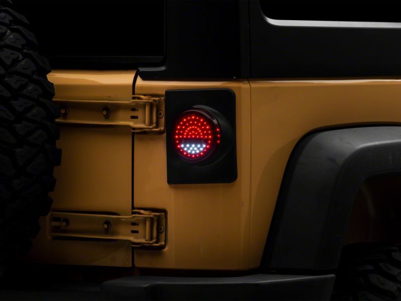 Raxiom 07-18 Jeep Wrangler JK Axial Series Halo LED Tail Lights- Blk Housing (Clear Lens)