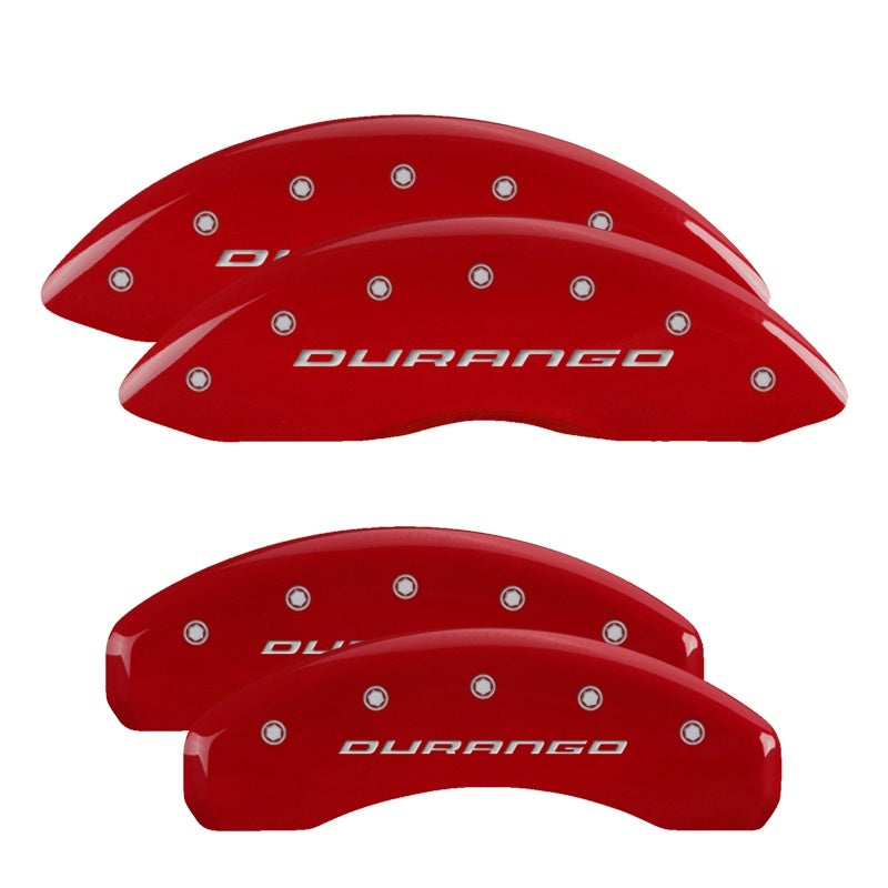 MGP 4 Caliper Covers Engraved Front & Rear With out stripes/Durango Red finish silver ch