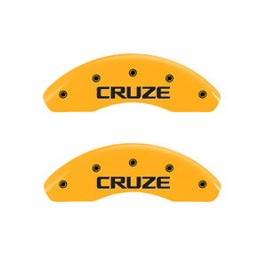 MGP Front set 2 Caliper Covers Engraved Front Cruze Yellow finish black ch