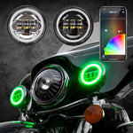 XK Glow 4.5In Black RGB LED Harley Running Light XKchrome Bluetooth App Controlled Kit