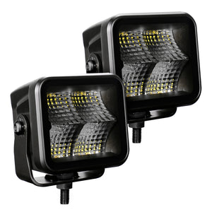 Go Rhino Xplor Blackout Series Cube LED Flood Light Kit (Surface/Threaded Stud Mnt) 3x3 - Blk (Pair)