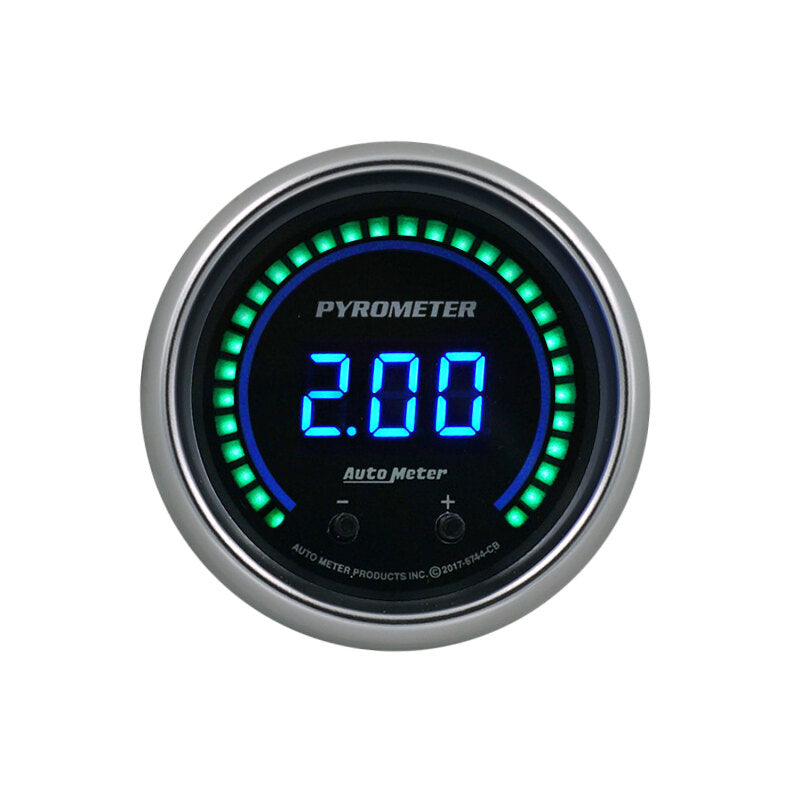 Autometer 52.4mm Black Two Channel 0-2000 Degree Pyrometer (EGT) Cobalt Elite Digital Gauge