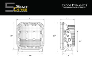 Diode Dynamics SS5 LED Pod Sport - Yellow Combo (Single)