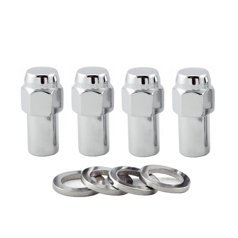 McGard Hex Lug Nut (Long Shank - .946in.) 1/2-20 / 13/16 Hex / 1.85in. Length (4-Pack) - Chrome