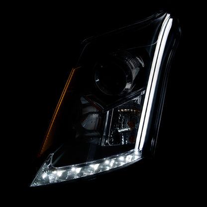 ANZO 2010-2015 Cadillac SRX Projector Headlights w/ Plank Style Design Chrome