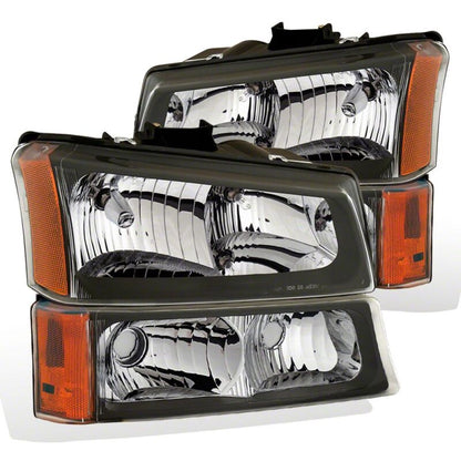 Raxiom 03-06 Chevrolet Silverado 1500 Axial Series Euro Headlights- Black Housing- Clear Lens