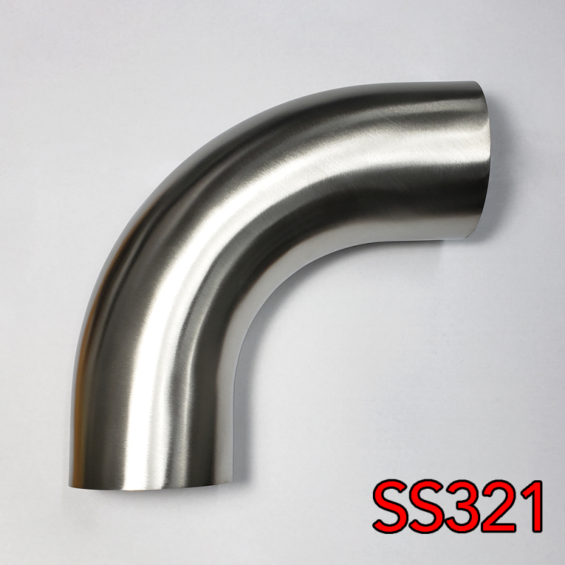 Stainless Bros 2.5in SS321 90Deg Elbow 1.5D 3.75in CLR - 16GA .065in w/Leg