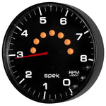 Autometer Spek-Pro Gauge Tachometer 5in 8K Rpm W/Shift Light & Peak Mem Black/Black