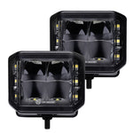 Go Rhino Xplor Blackout Series Cube LED Sideline Spot Light Kit (Surface Mount) 4x3 - Blk (Pair)