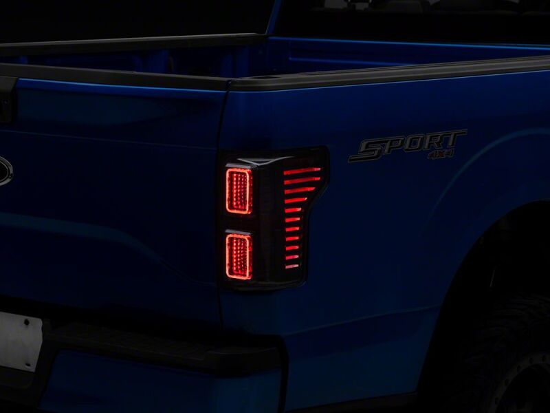 Raxiom 15-17 Ford F-150 CXR Series LED Tail Lights- Black Housing- Smoked Lens