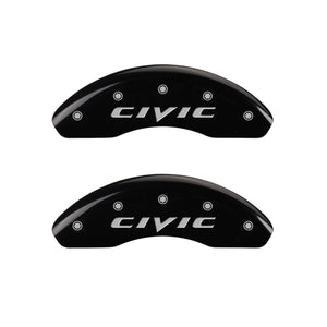 MGP 4 Caliper Covers Engraved Front & Rear Honda Black finish silver ch